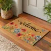 Springtime Colorful Flowers and Hummingbirds - Imitation Coconut Fiber Floor Mat