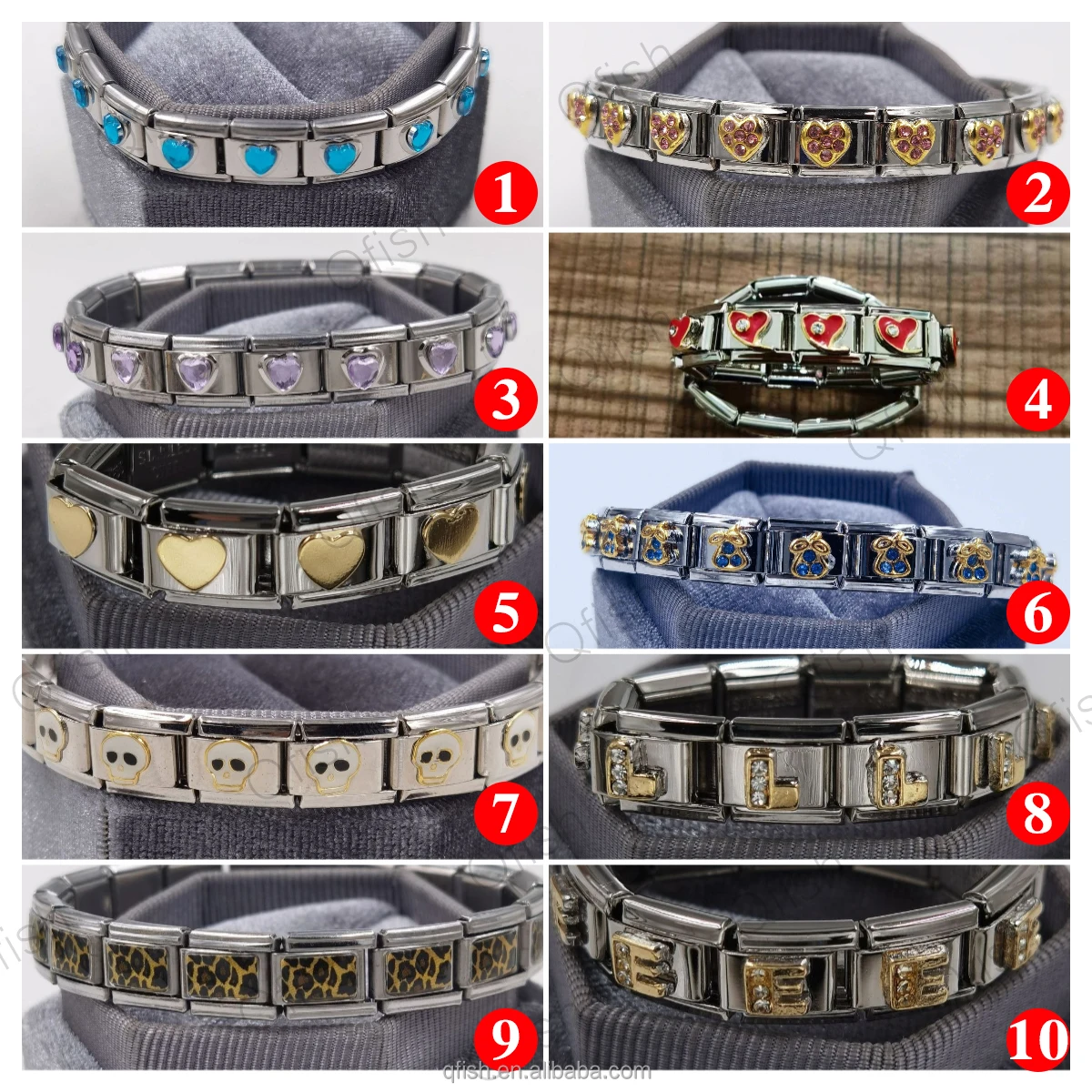 2023 Wholesale 9mm Stainless Steel Women Men Patten Mixed Lot Charms