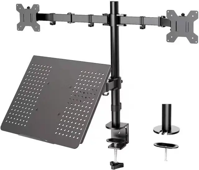 MG Triple LCD Monitor Laptop Stand Adjustable Bracket Arm Dual Monitor Desk Mount for 13"-27" High Grade Steel Aluminum Stock