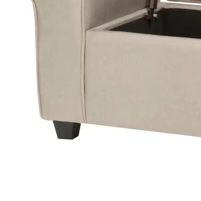 Luxurious Multi Functional Top Quality Living Room Rolled Arm Tufted Fabric Storage Ottoman Bench details