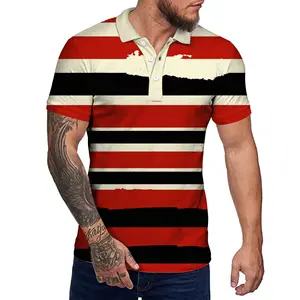 New Fashion Casual 3D Polo Shirt Slim Fit Short Sleeve Anti-Pilling Knitted Men's Top T-Shirt