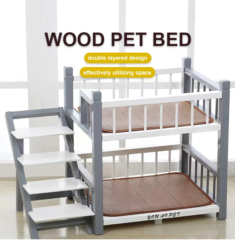 Custom Indoor Wooden Kennel Dog Bed Solid Wood Pet Cat Bed Luxury