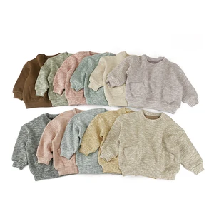 Boutique Kids Clothes Ribbed Fabric Kids Tops Baby Winter Jumper Baby Sweater With Pocket