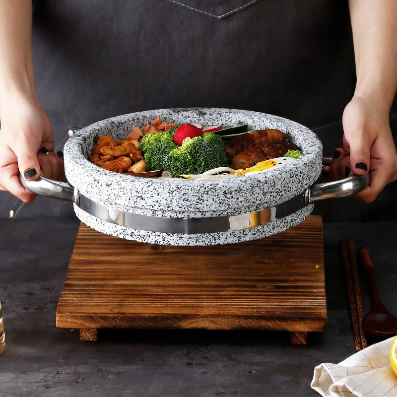 Wholesale Granite Stone Pan Natural Stone Dish Flat Cooking Pots And