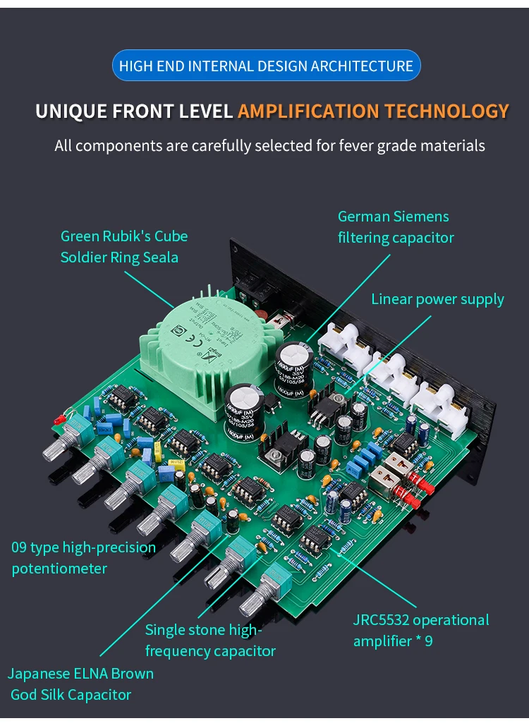 BRZHIFI EQ500 pre-amplifier 5-segment EQ tone audio processing effector small mixer manufacture