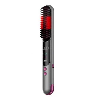Portable Negative Ion USB Rechargeable Cordless Brush Hair Straightener Comb with Infrared Ray