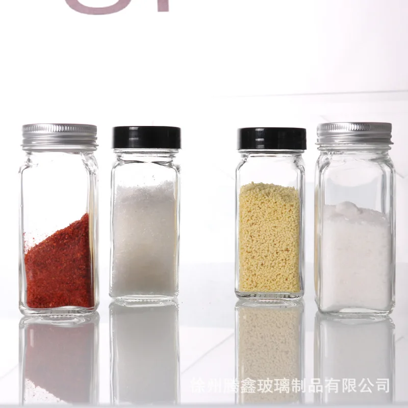 Горячие продажи стеклянные банки для специй/бутылки 4 унции Пустые Квадратные контейнеры