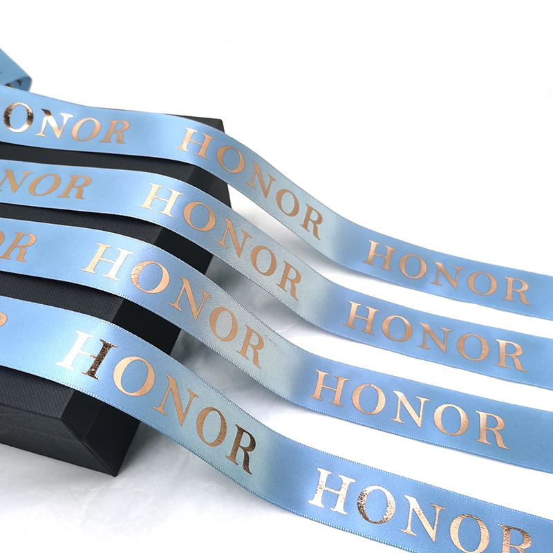 Роскошный индивидуальный логотип бренда трафаретная печать черная подарочная лента с белым