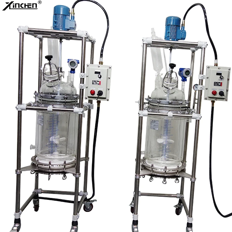 50L glass jacket automatic high pressure PLC controlled lab chemical pyrolysis reactor for esterification factory