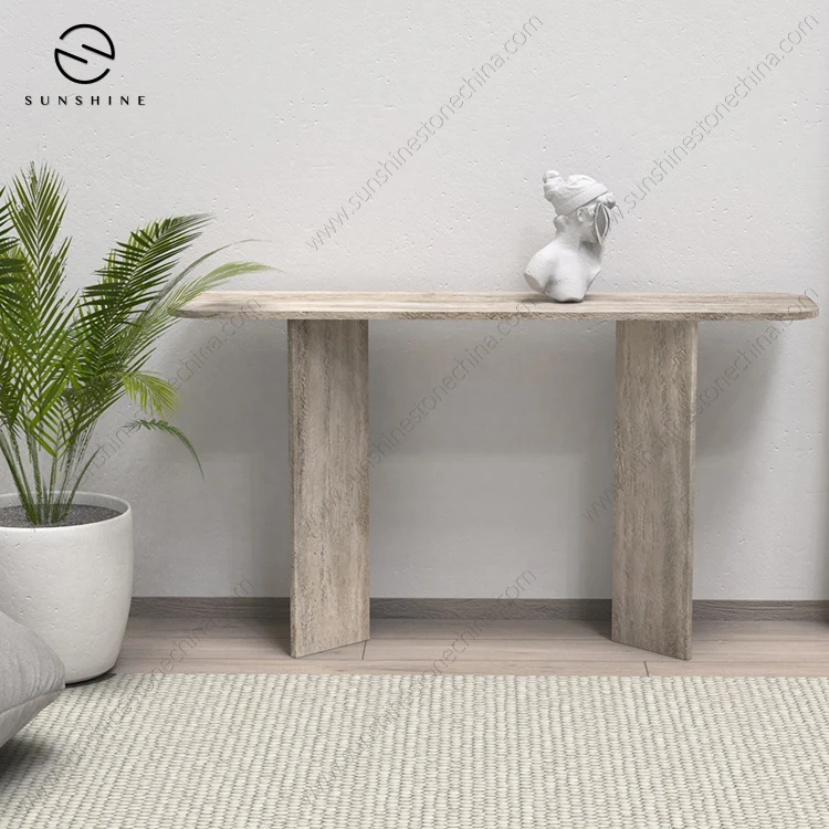 travertine console table