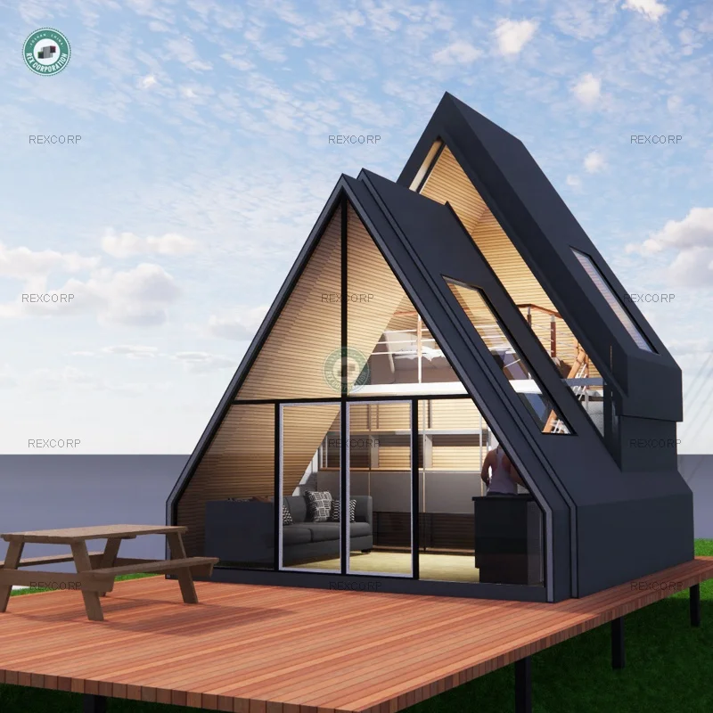 30sqm Unique Design Chalet with Loft Bed Prefabricated Cabin in the ...