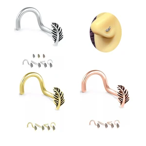 Xinfocus Nose Piercing Stainless Steel Gold Plated Nose Stud Ring Pot Leaf Nose Piercing Fashion Body Jewelry for Women