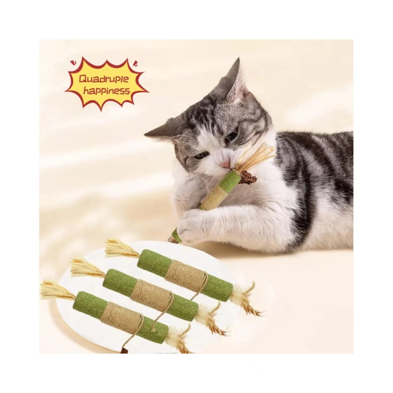 Catnip Toy Cat Polygonum Wood Gall Fruit Molar Stick Raffia Grass Cat Stick  Toys Silvervine Sticks Cats Chew Toys