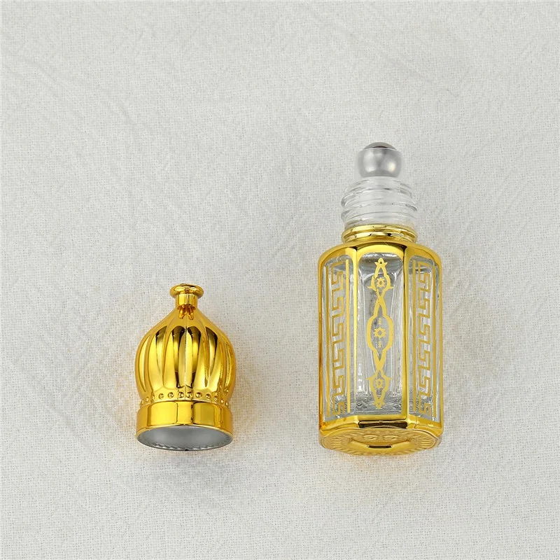Fancy Design 6ml Mini Small Refillable Glass Perfume Bottle Body Massage Oil Serum Glass Bottle Attar Bottle With Glass Rod