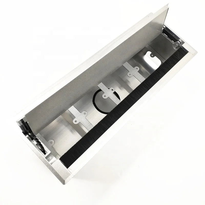 Double Open Office Desk Wire Cable Furniture Power Grommet Box Aluminum