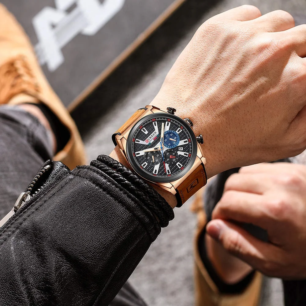 Curren 8392 Latest Reloj Scale Wristwatch Water Resist Analog Fashion Mens Japan Quartz Stainless Steel case Back Watches
