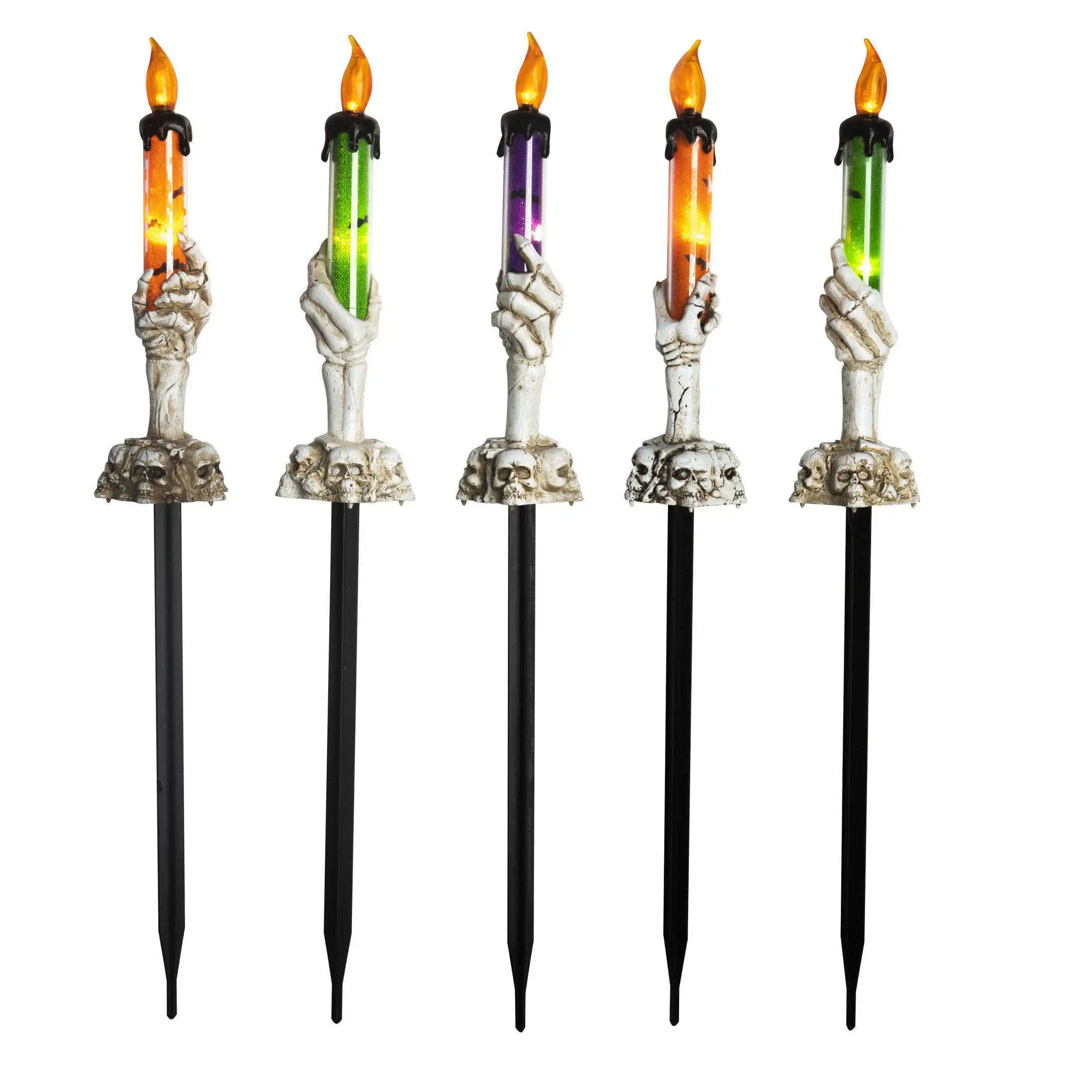 Wholesale 5PK 10L Candle Ghost Festival Atmosphere Lantern Battery LED Lawn Stake Lights for Halloween Home Decoration