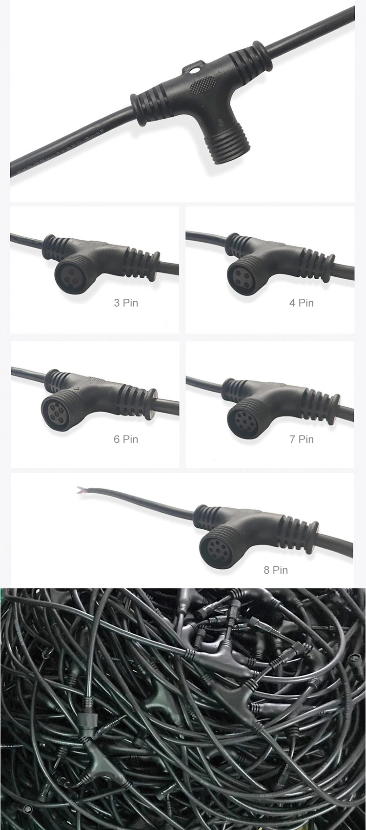 IP65 IP67 IP68 Floor Heating LED Power Cable Joint Outdoor Male Female T type Waterproof Plug