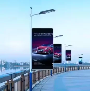LionLed P3.076 Smart Outdoor Street Pole LED Display Lamp Post LED Sign Billboard for Street Pole