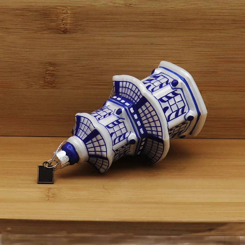 product wholesale support custom christmas home decor figurines gift vintage ceramic pagoda christmas tree ornaments-4