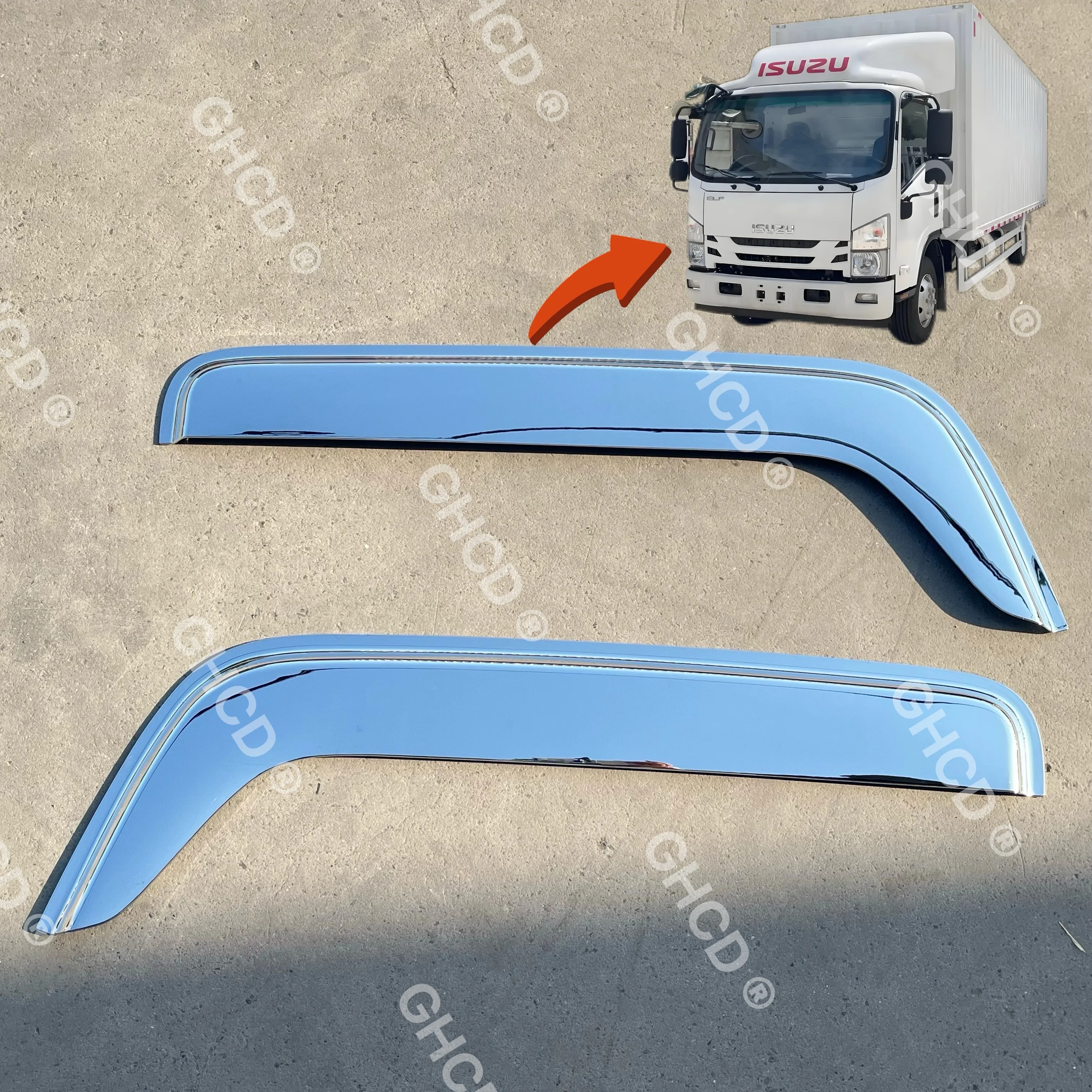 GHCD HOT PRODUCT/FCTORY PRICE CHROME-PLATED SUN VISOR for JAPANESE TRUCK ISUZU 700P/NPR/NQR/FRR/DECA360(2008-ON)