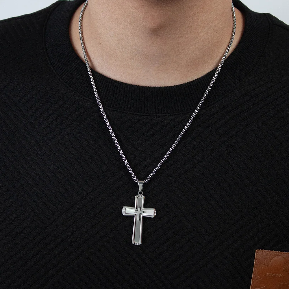 Pendentif Croix Chrétienne En Argent 925 - Modèle Mixte, Chaîne Incluse En Option