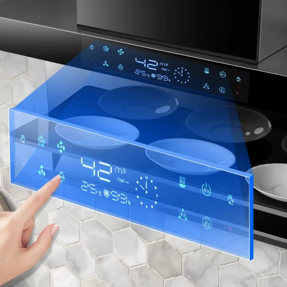 AI Smart  Control Keep Food Warm Smoke Sensing Wall Mounted Range Hood Gold Cooker Exhaust Hood for Kitchen Filter Extractor
