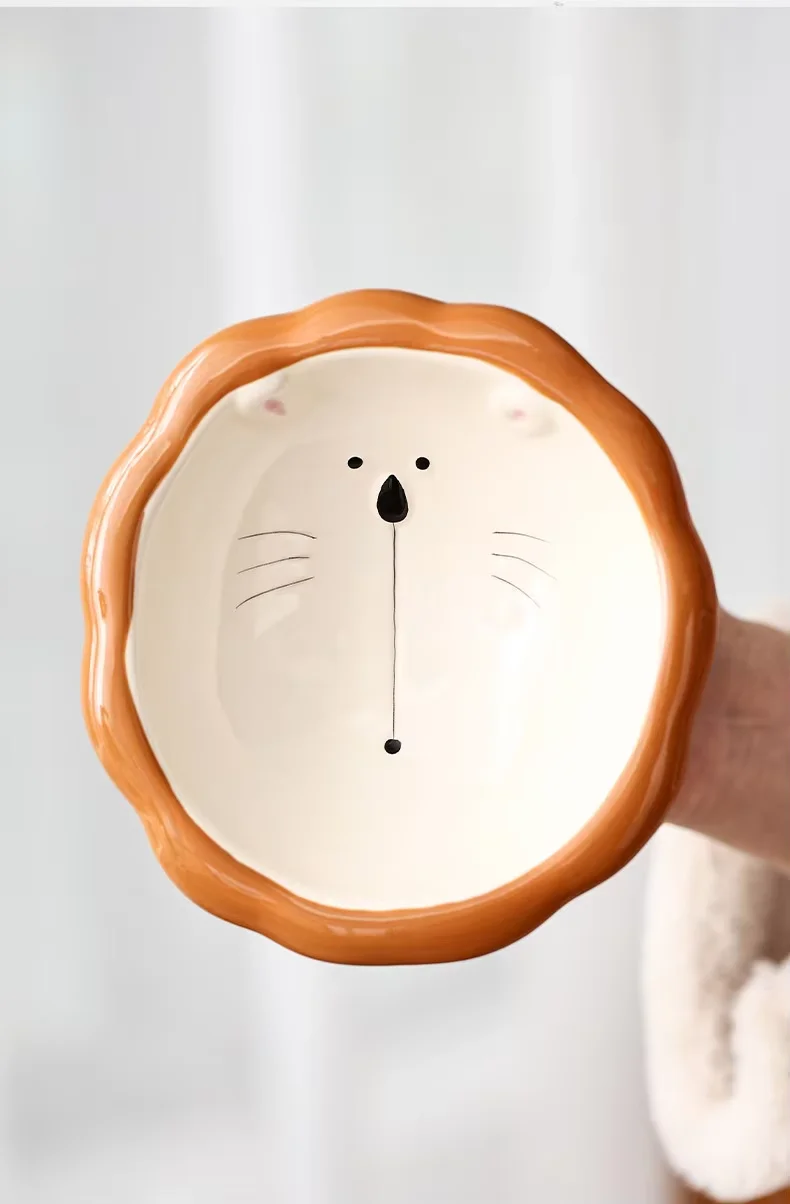 Cute Diagonal Cat Bowl Eco-Friendly Ceramic Protection Cervical Vertebra Prevents Upset for Dog Rice Cat Food Pet Supplies manufacture