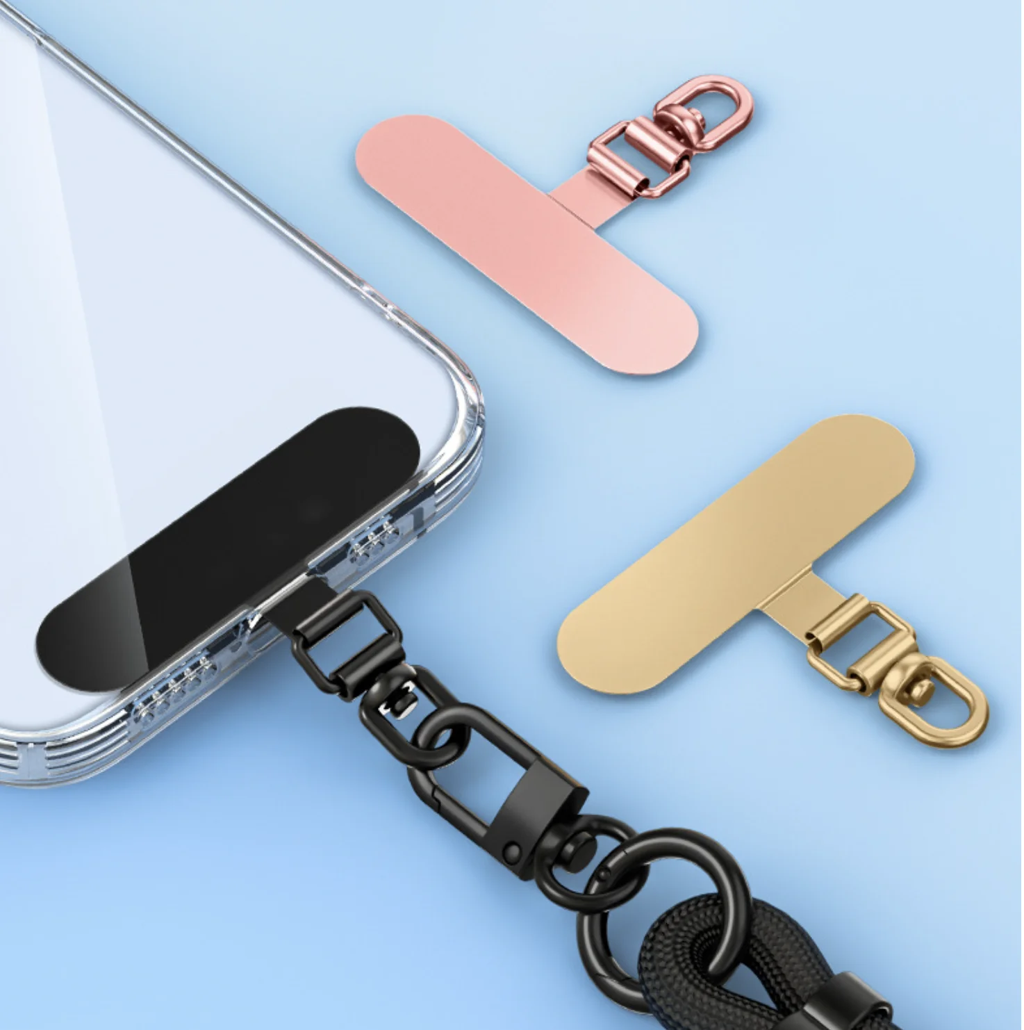Universal 360° Rotating Phone Tether Tabs - Stainless Steel Phone Lanyard  Patches for Secure and Stylish Mobile Accessories