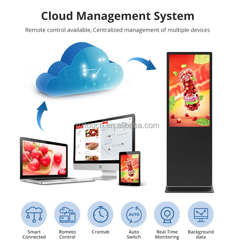 Floor Standing Video Player Touch Screen Interactive 42 Inch Vertical Display Tv Lcd Advertising Display Stand