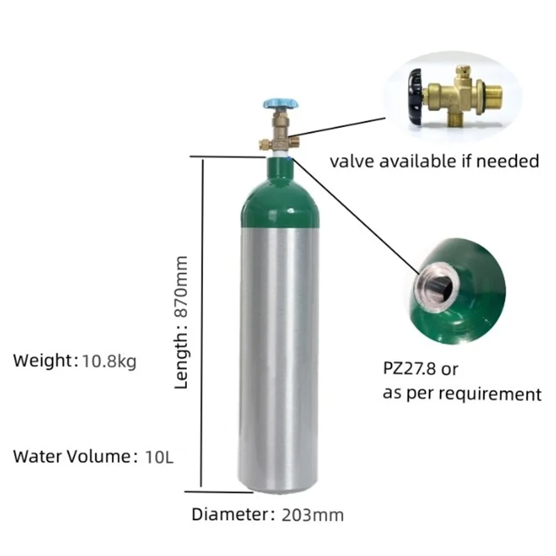飲料要素真新しいCO2タンクCGA320バルブ、サイフォンチューブ20