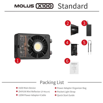 ZHIYUN MOLUS X100 COB Video Light Photography Lighting Fill Light for Photos Studio Video Youtube/Outdoor Shooting detail image