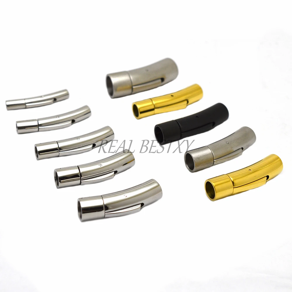 Stainless Steel Curved Bayonet Clasp Fastener PushLock Lace Buckle Leather  Clasps for Bracelet Jewelry Making Accessories