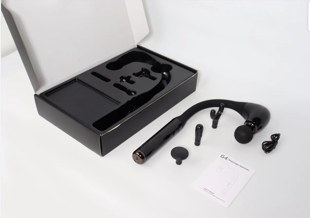 HEZHENG New Extended-Handle Massage Gun Back Powerful Percussion Fascia Gun Muscle Fatigue Relaxing Massage Device