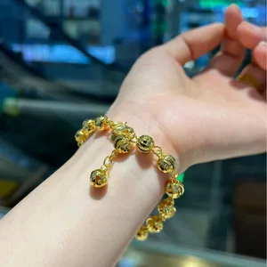 Hot AU750 18K Gold Plated Beaded Bracelet Trendy Party Jewelry for Unisex