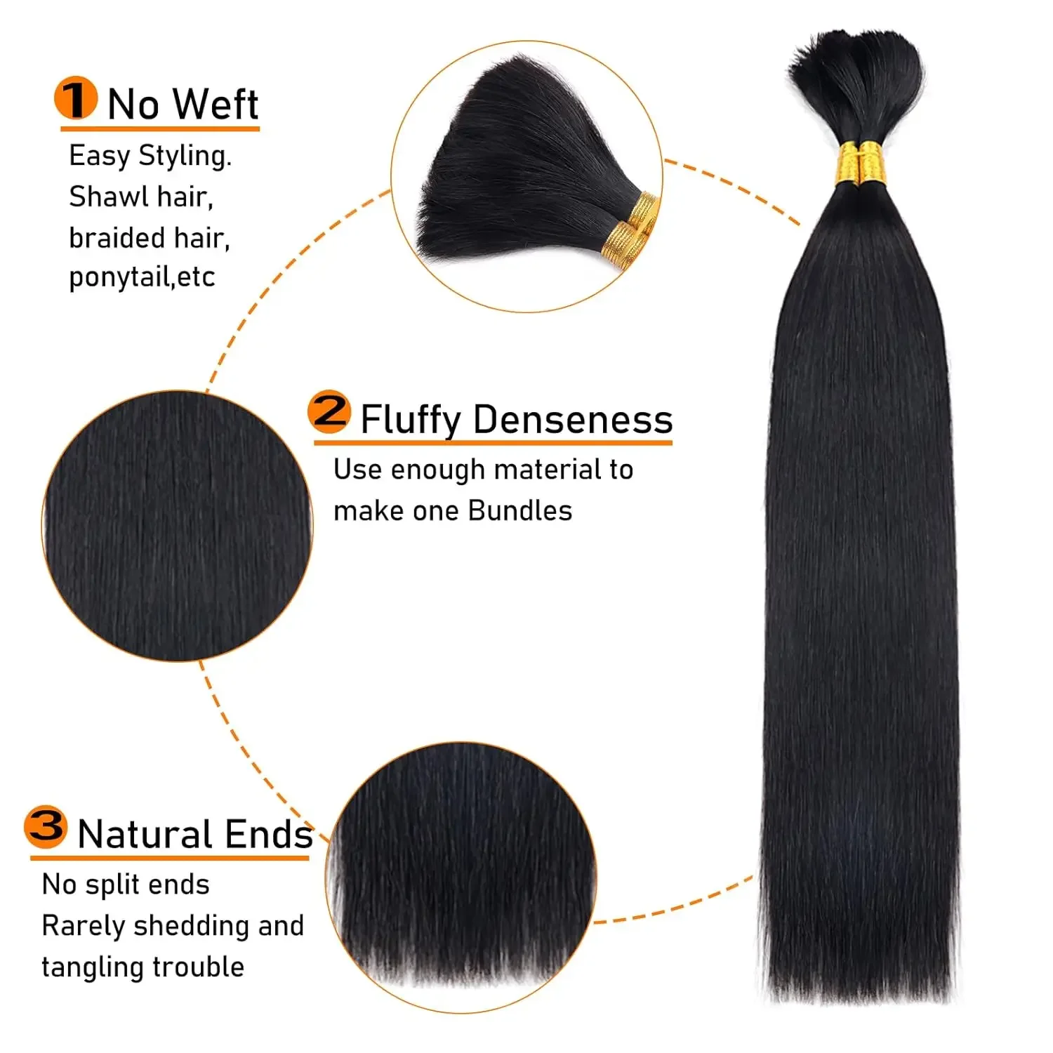 Bulk Human Hair for Braiding No Weft Extensions 100% Unprocessed_voghion.com