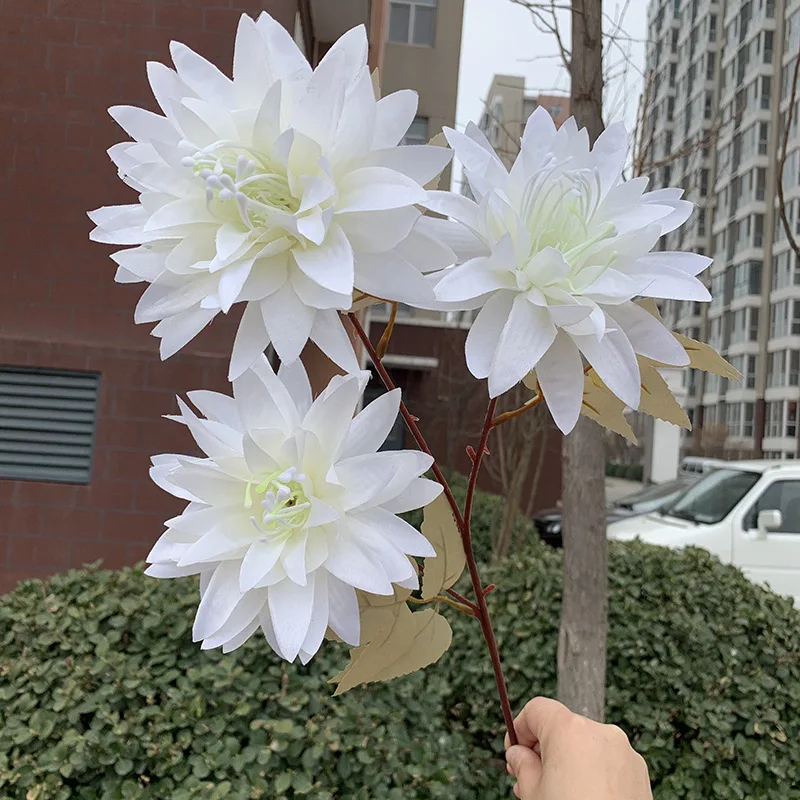 Sndh04 Hot Sale Wedding Decoration Fake Flower 3 Heads Flower Silk