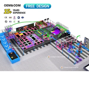 Custom Commercial Kids Adults Trampoline Equipment Interactive Games Large Slides Indoor Trampoline Park