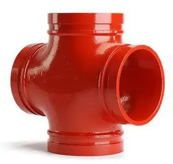Pipe Fittings Ductile Iron Sch 40 1'' Ral3000 Grooved Cross Fire fighting
