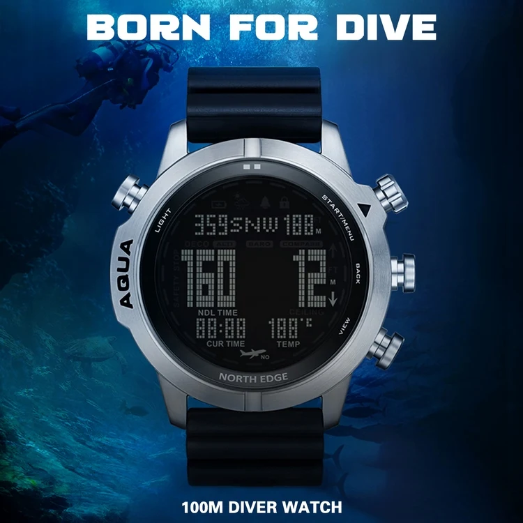 Digital Dive Watch for Men Dive Computer Scuba Diving Watches Men's Wrist Watches with Compass Altimeter Barometer
