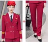 Blazer e pantaloni da donna rosso vino