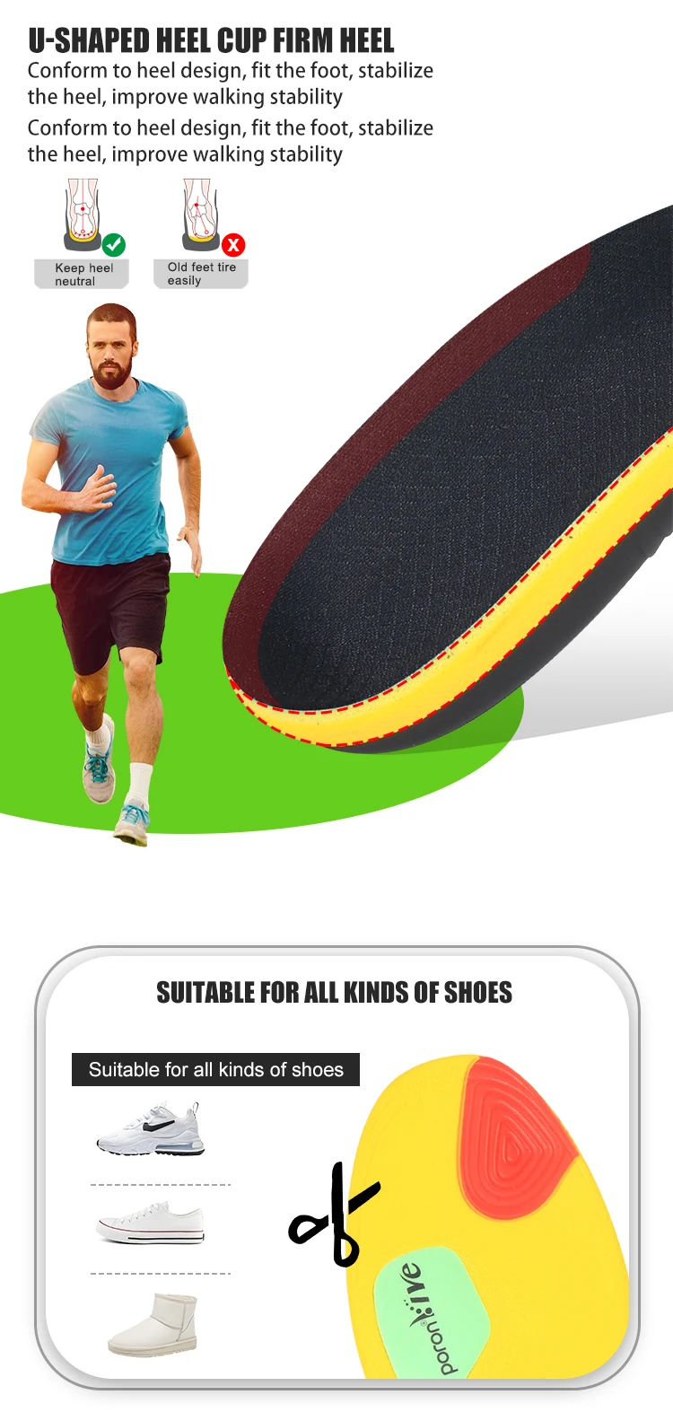 product joghn sports  comfort running gel insoles for shoes flat feet insoles printed custom shoe insoles manufacturer-41