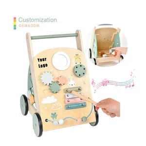 Multiple Activities Center Handcart Playing Musical Instrument Develops Motor Skills Push and Pull Learning Baby Walker for Kids
