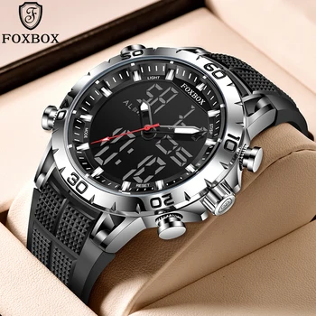 New Foxbox FB0006 Men's Waterproof Quartz Watch - Dual Display
