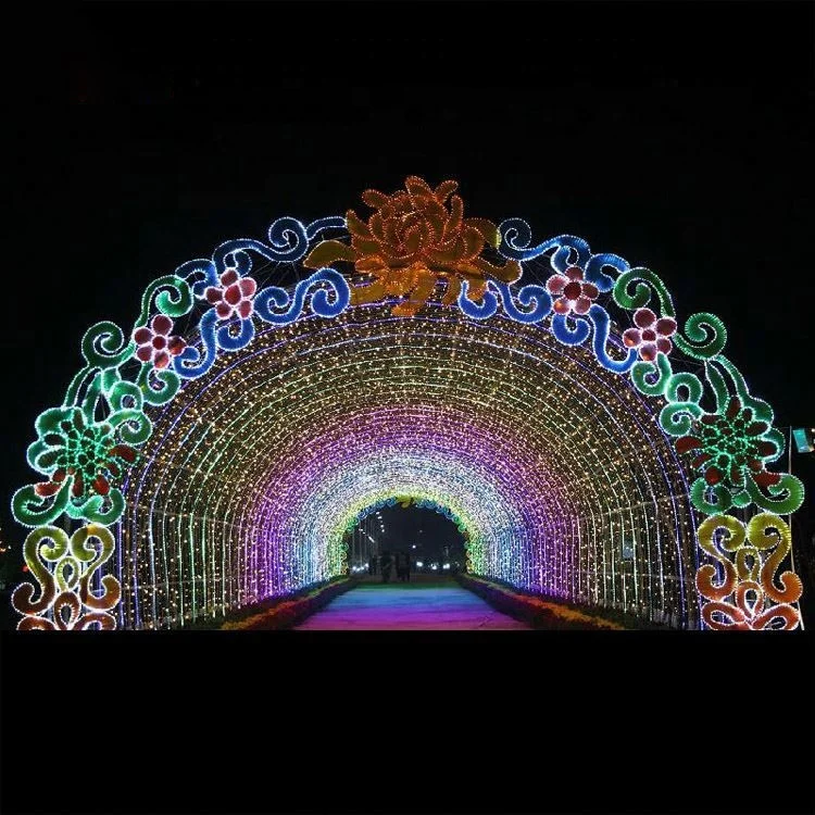 Открытый торговый центр Свадебные украшения мотив Рождество свет светодиодные фонари арки