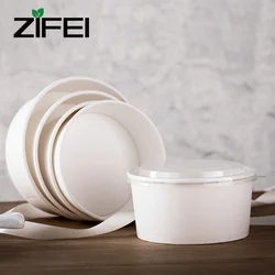 Paper Bowl With Paper Lid Microwave Safe Disposable Food Kraft Paper Bowls With Lids For Take Away