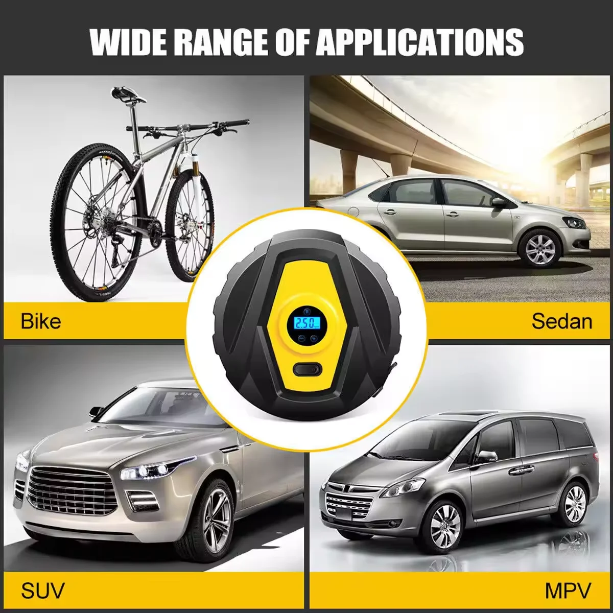 Car Air Pump Precision Digital Display Small Mini Portable Durable Multifunctional 12V High Power Car Tire Pump Cylinder