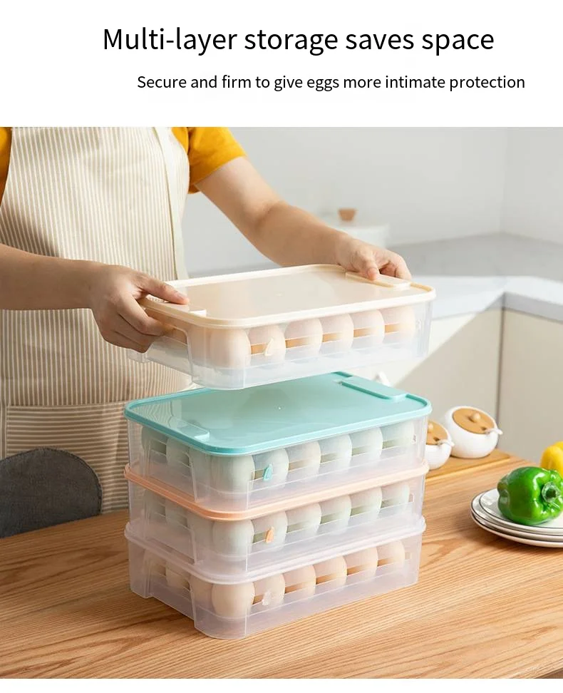 Refrigerator egg box Fresh-keeping storage Household plastic container to put eggs on the rack of shockproof box supplier