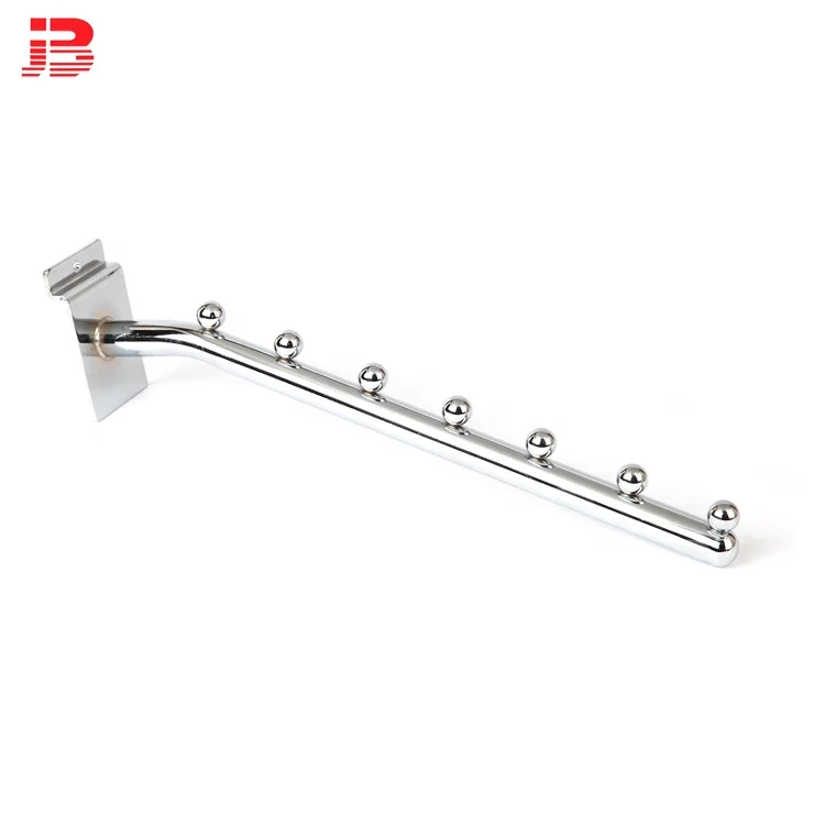 Chrome Metal Slatwall accessory and slatboard S Hook With Balls Clothes Hanger Hook for Slatwall Panel