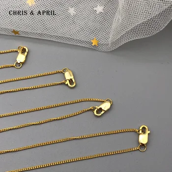 Chris April Fine Jewelry 14k gold plated 925 sterling silver custom vermeil curb chains with lobster clasp